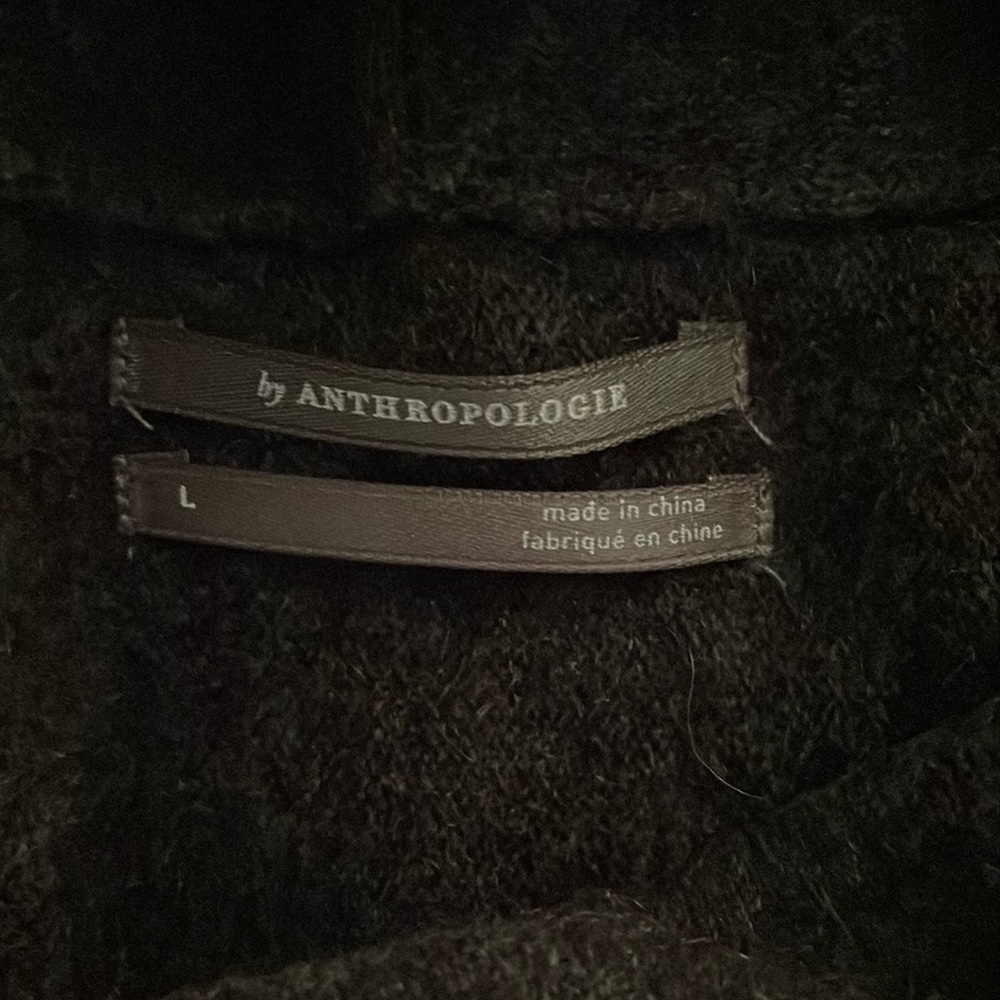 Anthropologie pure cashmere poncho sweater size L dark gray - Picture 4 of 8